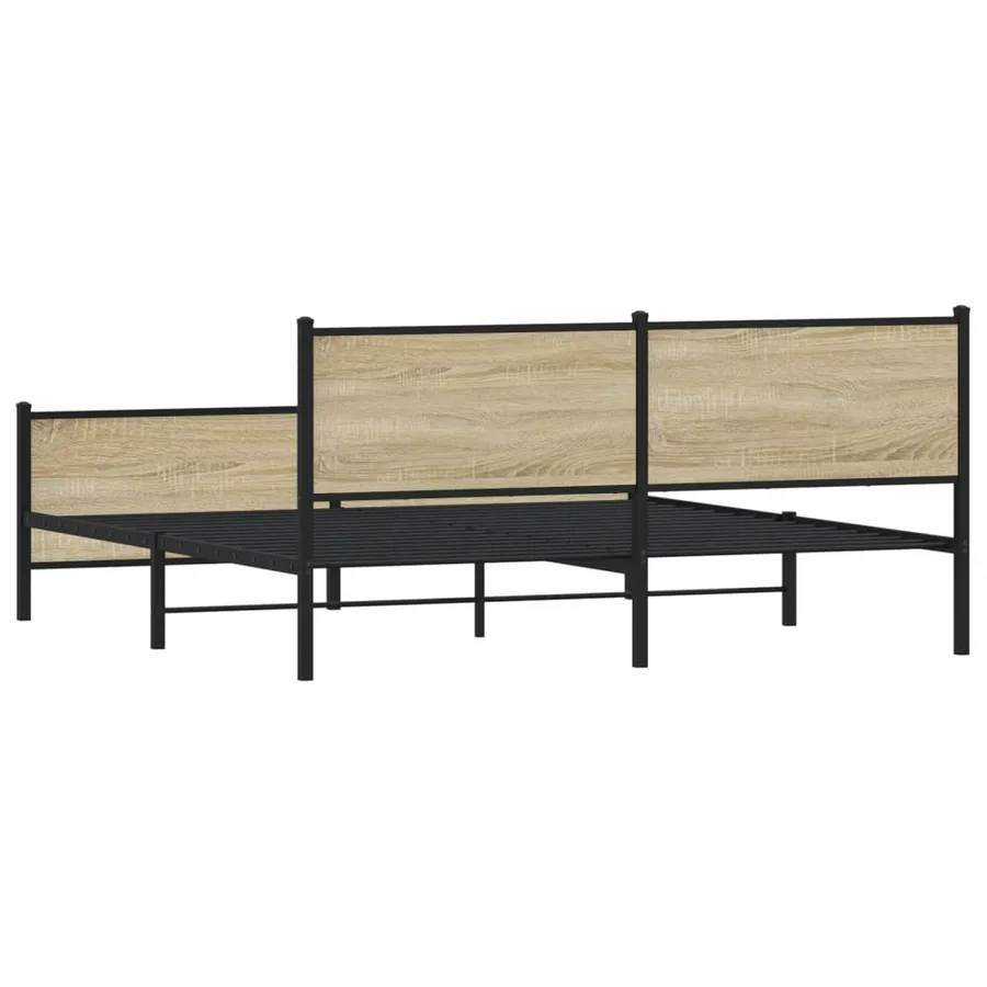 Cadre de lit en métal sans matelas chêne sonoma 200x200 cm - 7