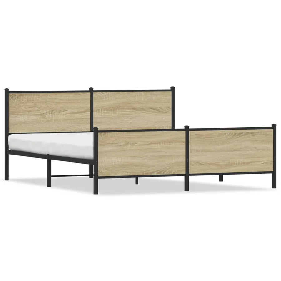 Cadre de lit en métal sans matelas chêne sonoma 183x213 cm - 2