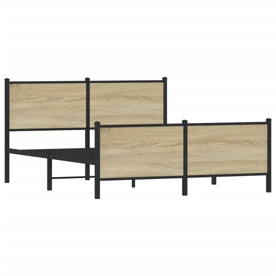 Cadre de lit en métal sans matelas chêne sonoma 137x190 cm - 3