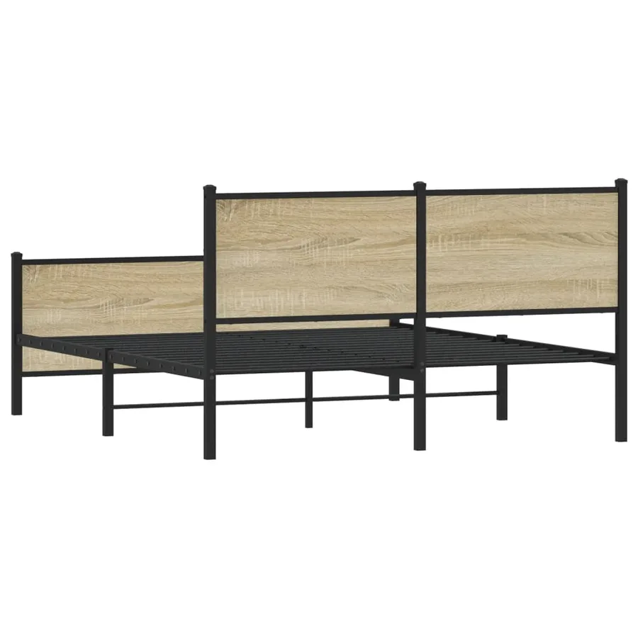 Cadre de lit en métal sans matelas chêne sonoma 137x190 cm - 7
