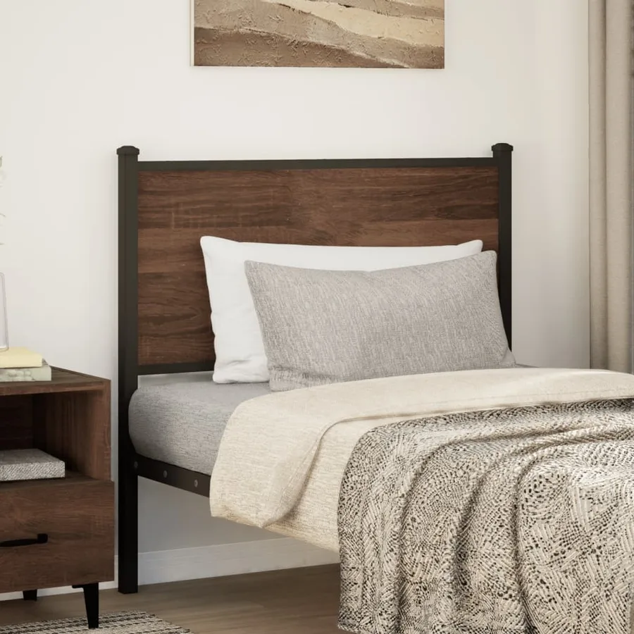 Tête de lit de remplacement chêne marron 80 cm bois d'ingénierie et acier - 2