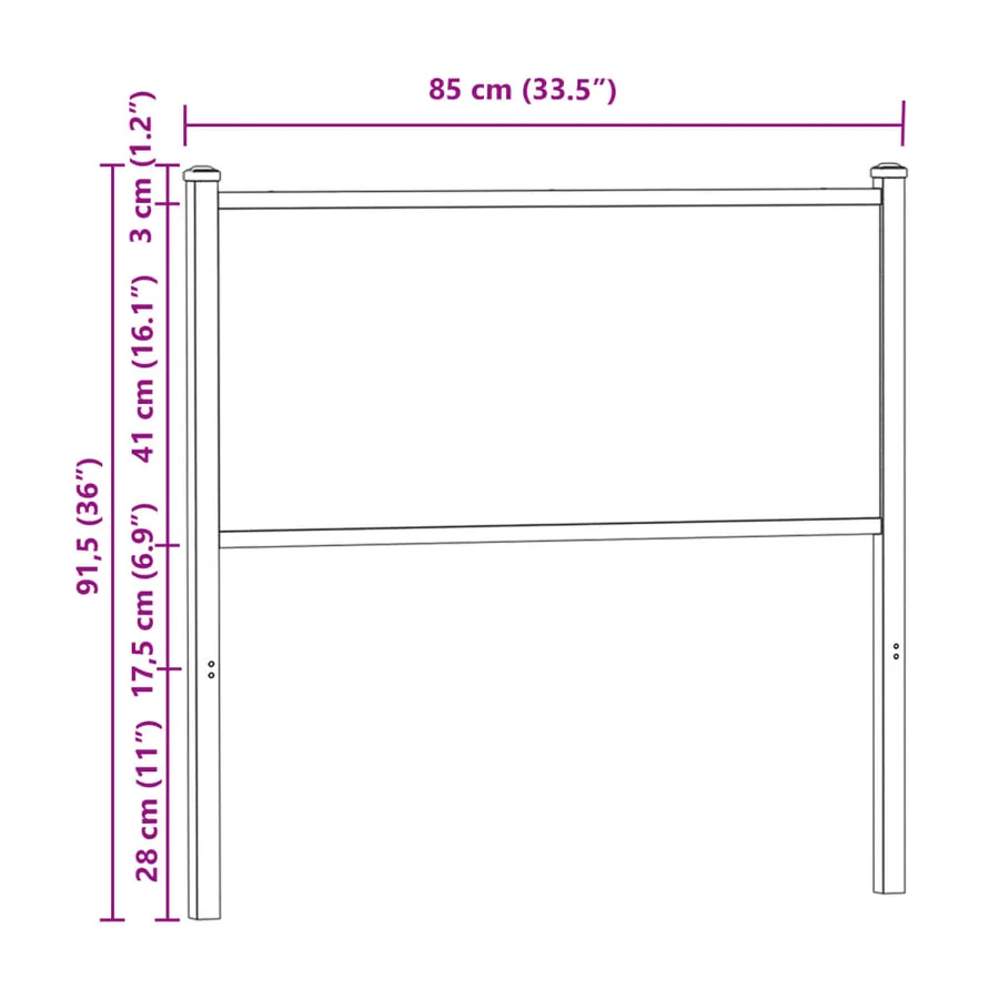 Tête de lit de remplacement chêne marron 80 cm bois d'ingénierie et acier - 7