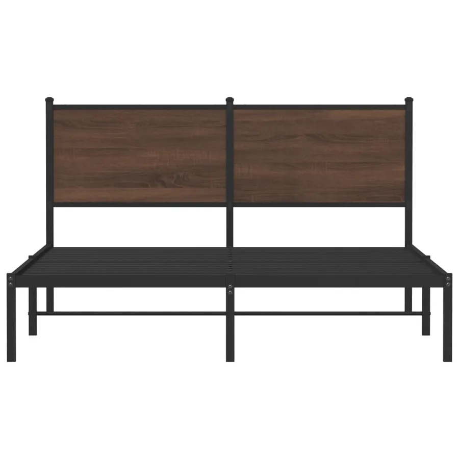 Cadre de lit en métal sans matelas chêne marron 150x200 cm - 5
