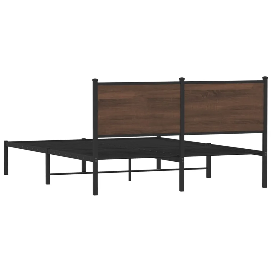 Cadre de lit en métal sans matelas chêne marron 150x200 cm - 7