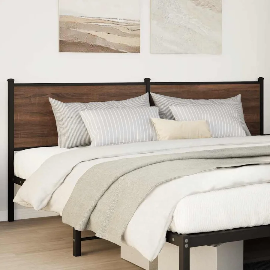 Tête de lit de remplacement chêne marron 190 cm bois d'ingénierie et acier - 2