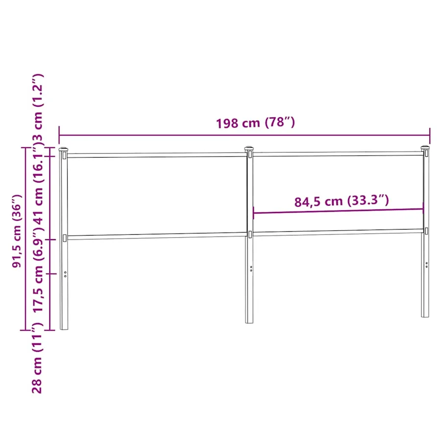 Tête de lit de remplacement chêne marron 190 cm bois d'ingénierie et acier - 7