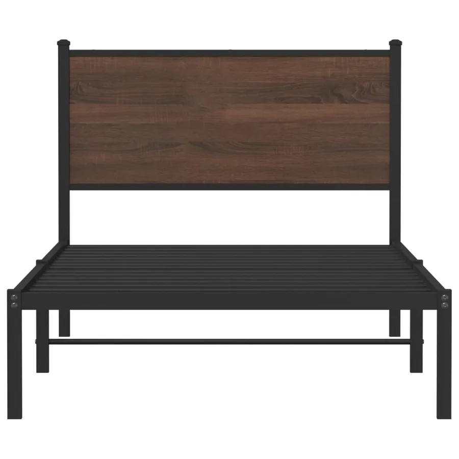 Cadre de lit en métal sans matelas chêne marron 100x190 cm - 5