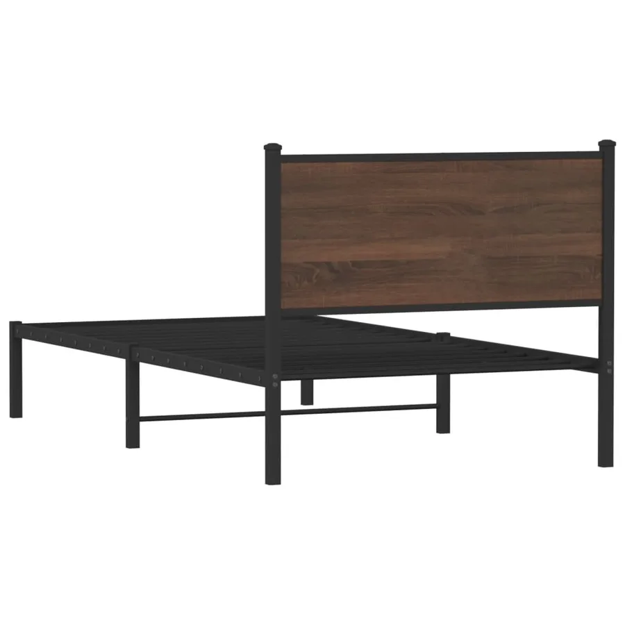 Cadre de lit en métal sans matelas chêne marron 100x190 cm - 7
