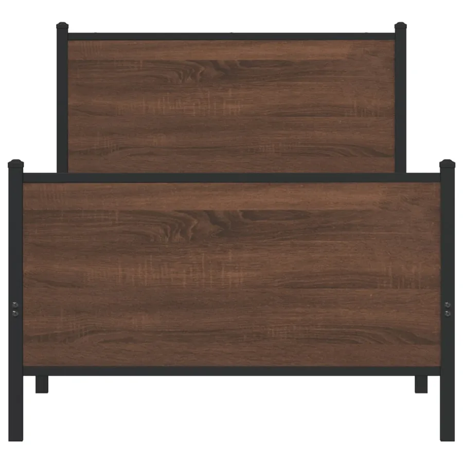 Cadre de lit en métal sans matelas chêne marron 75x190 cm - 5
