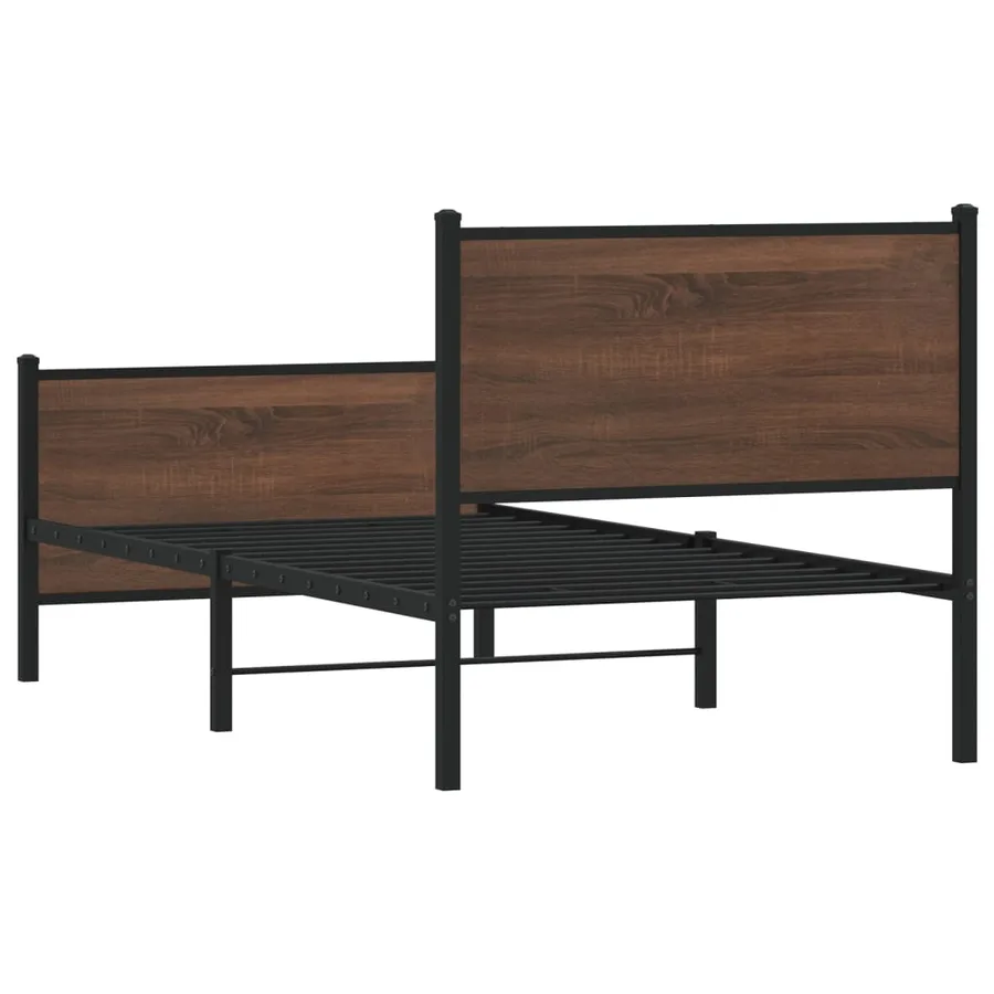 Cadre de lit en métal sans matelas chêne marron 75x190 cm - 7