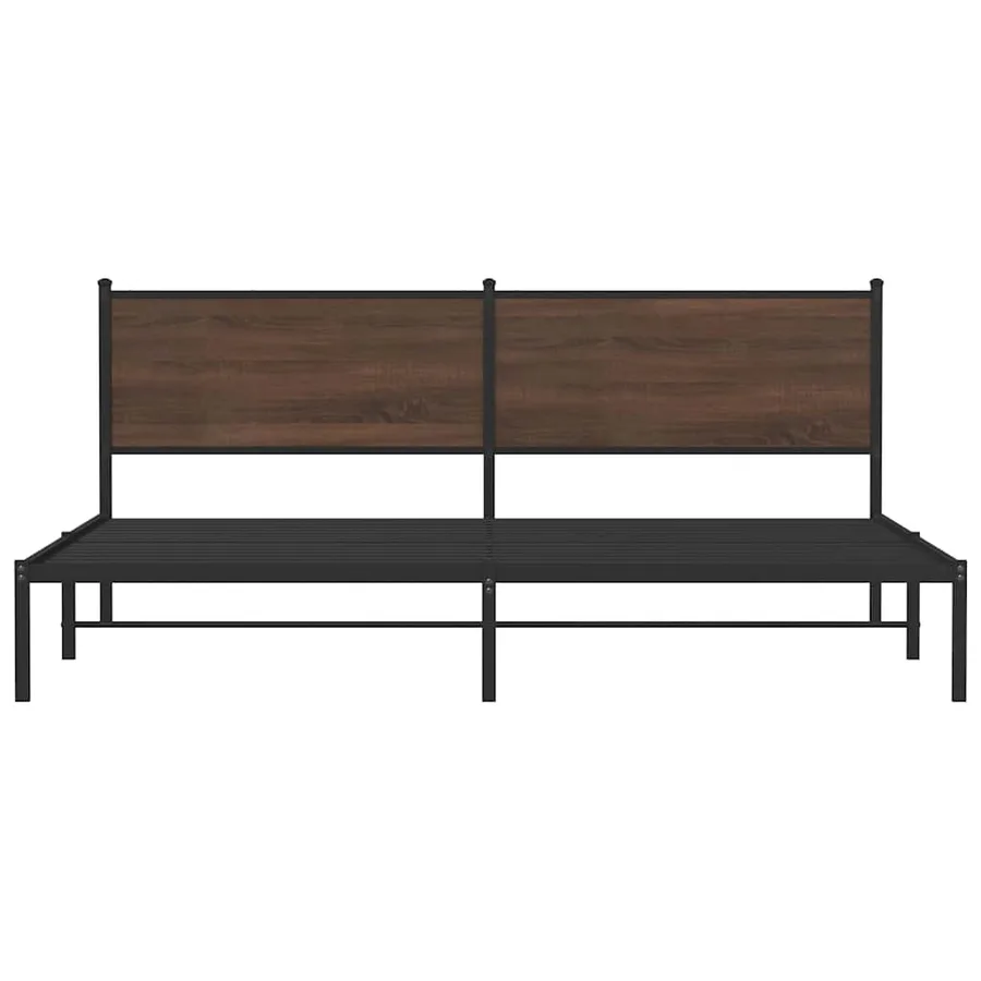 Cadre de lit en métal sans matelas chêne marron 193x203 cm - 5