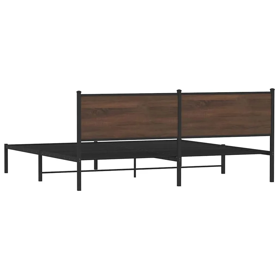 Cadre de lit en métal sans matelas chêne marron 193x203 cm - 7