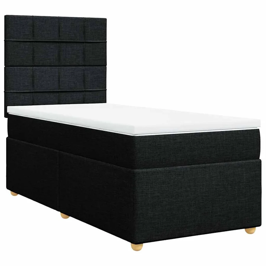 Sommier à lattes de lit avec matelas Noir 100x200 cm Tissu - 3