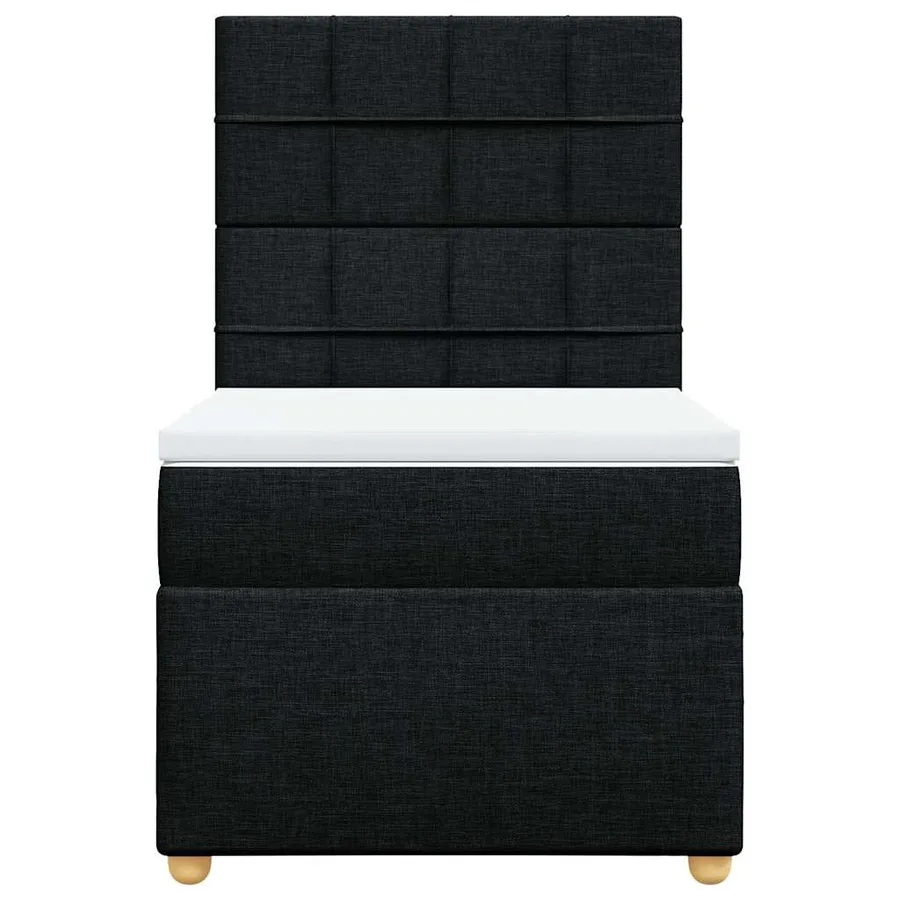 Sommier à lattes de lit avec matelas Noir 100x200 cm Tissu - 6