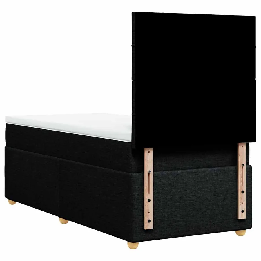 Sommier à lattes de lit avec matelas Noir 100x200 cm Tissu - 8