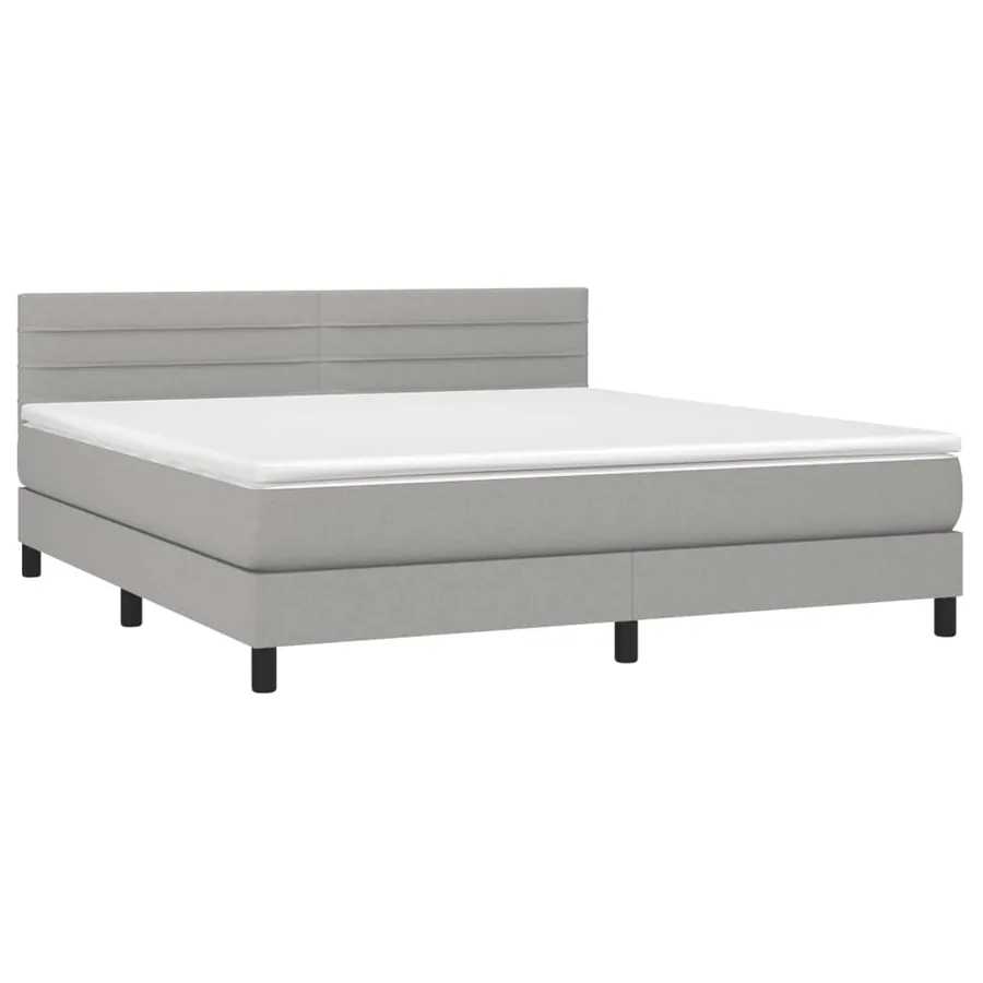 Sommier à lattes de lit avec matelas Gris clair 180x200cm Tissu - 3