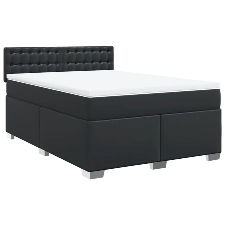 Sommier à lattes de lit avec matelas Noir 140x190 cm Similicuir - 2