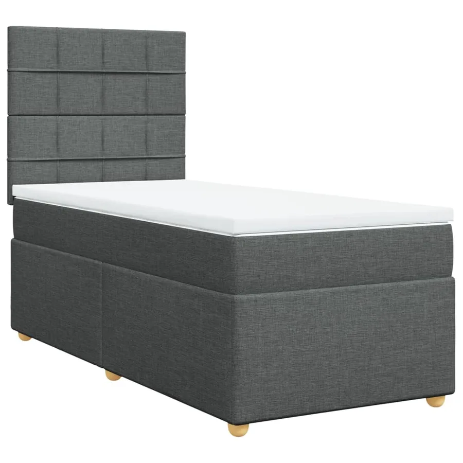 Sommier à lattes de lit avec matelas Gris foncé 90x200 cm Tissu - 2