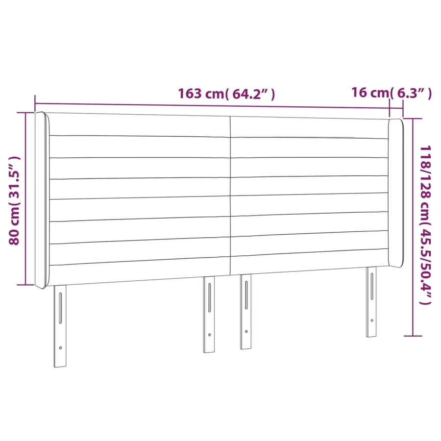 Tête de lit avec oreilles Taupe 163x16x118/128 cm Tissu - 9
