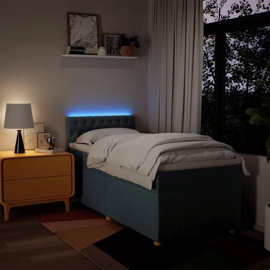 Sommier à lattes de lit avec matelas Bleu 90x200 cm Tissu - 5