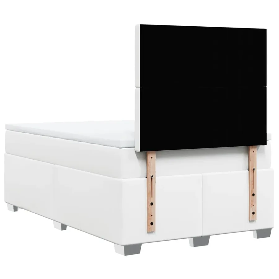 Sommier à lattes de lit avec matelas blanc 120x190cm similicuir - 12