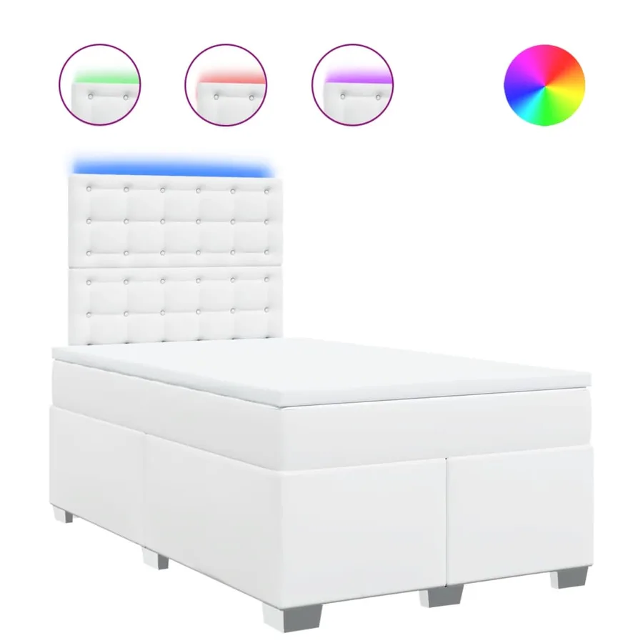 Sommier à lattes de lit avec matelas blanc 120x190cm similicuir - 2