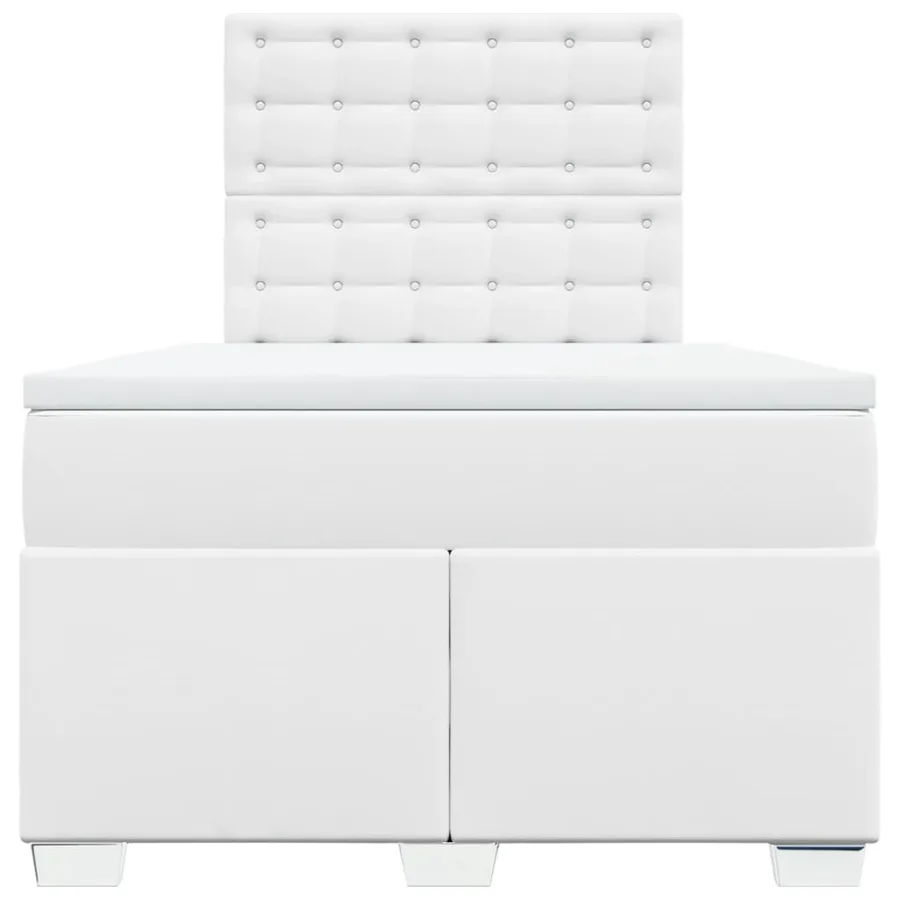 Sommier à lattes de lit avec matelas blanc 120x190cm similicuir - 6