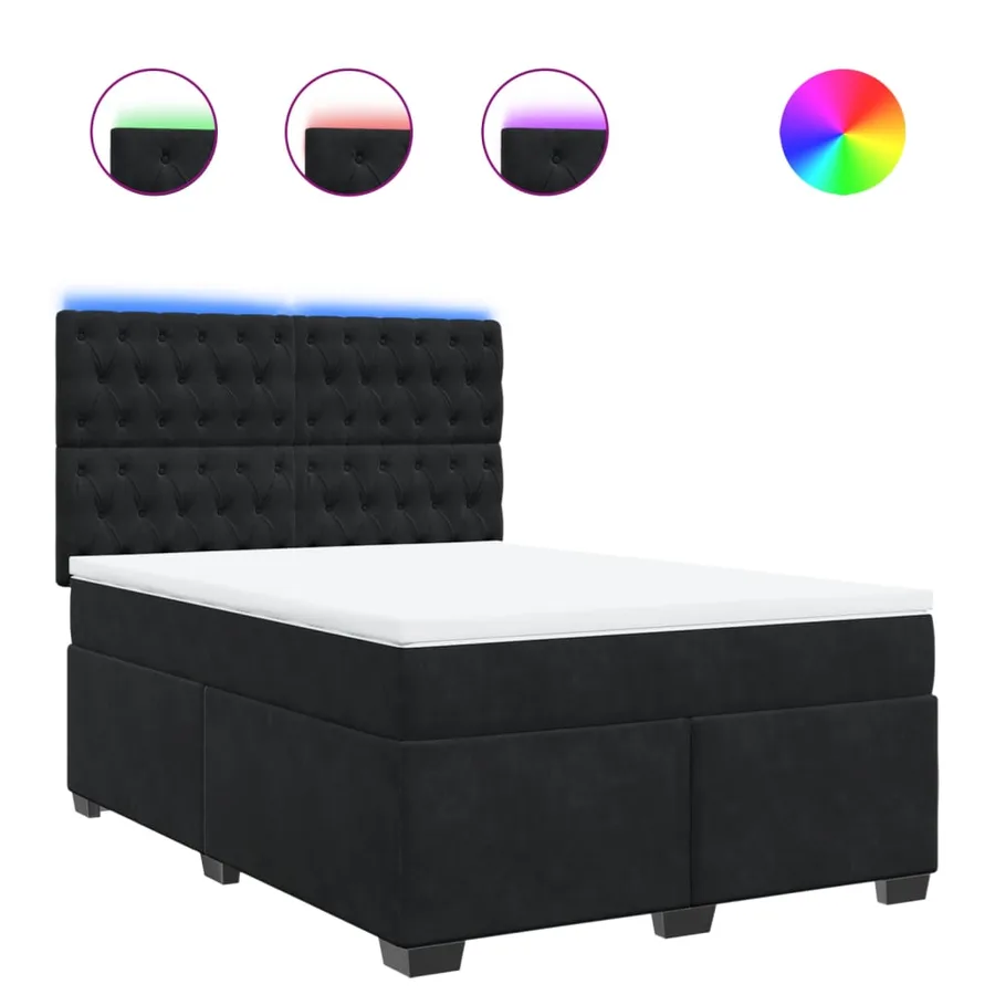 Sommier à lattes de lit avec matelas Noir 140x200 cm Velours - 2