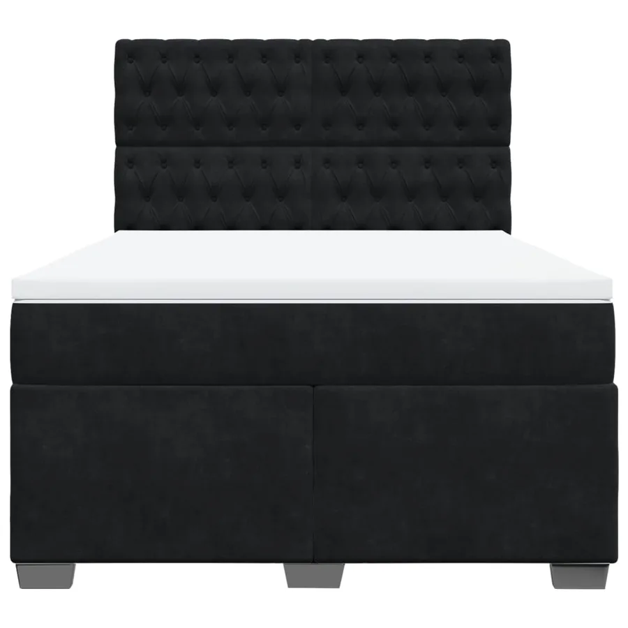 Sommier à lattes de lit avec matelas Noir 140x200 cm Velours - 6