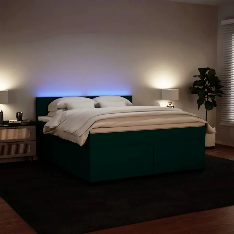 Sommier à lattes de lit et matelas Vert foncé 180x200cm Velours - 4