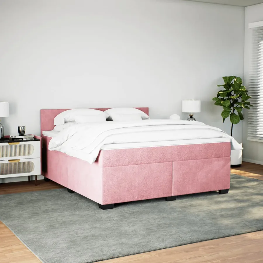 Sommier à lattes de lit avec matelas Rose 180x200 cm Velours - 5