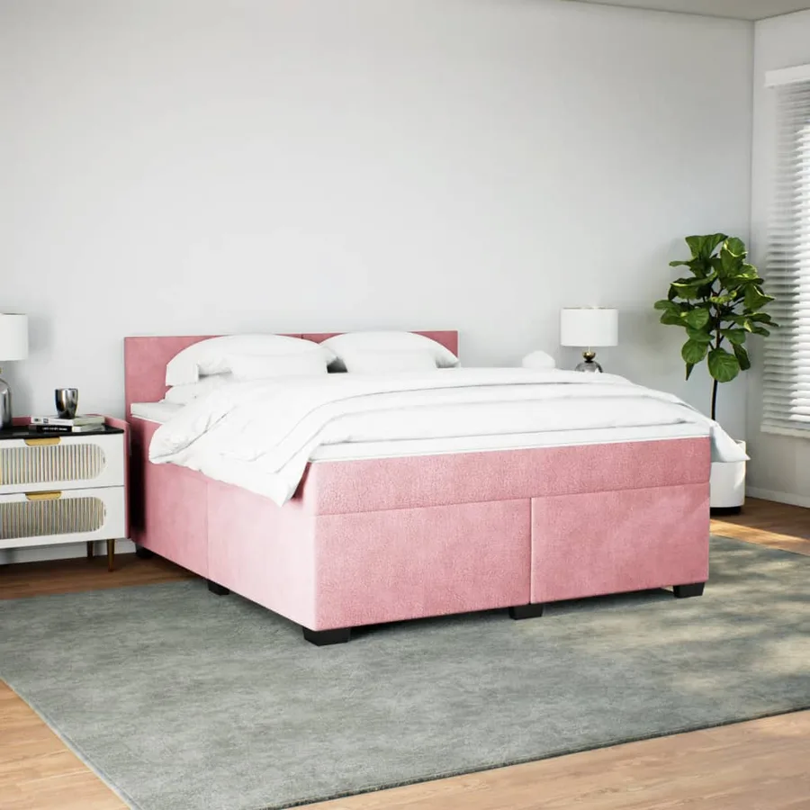 Sommier à lattes de lit avec matelas Rose 180x200 cm Velours - 3