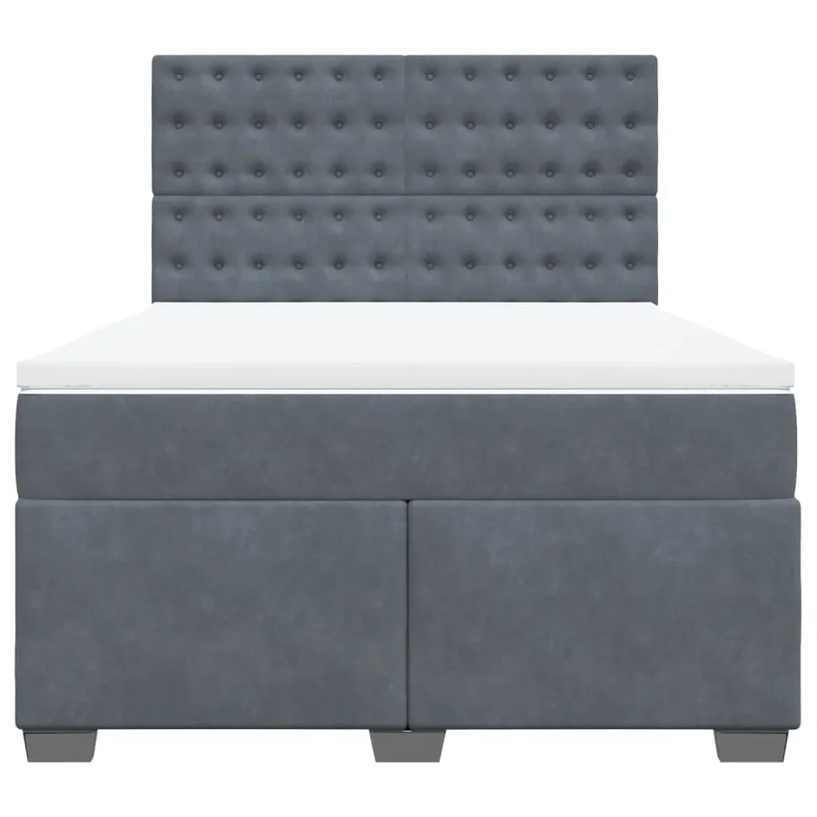 Sommier à lattes de lit et matelas Gris foncé 160x200cm Velours - 6