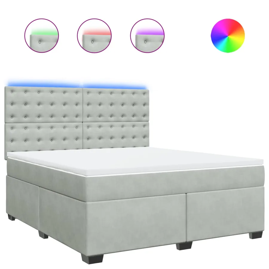 Sommier à lattes de lit et matelas Gris clair 180x200cm Velours - 2