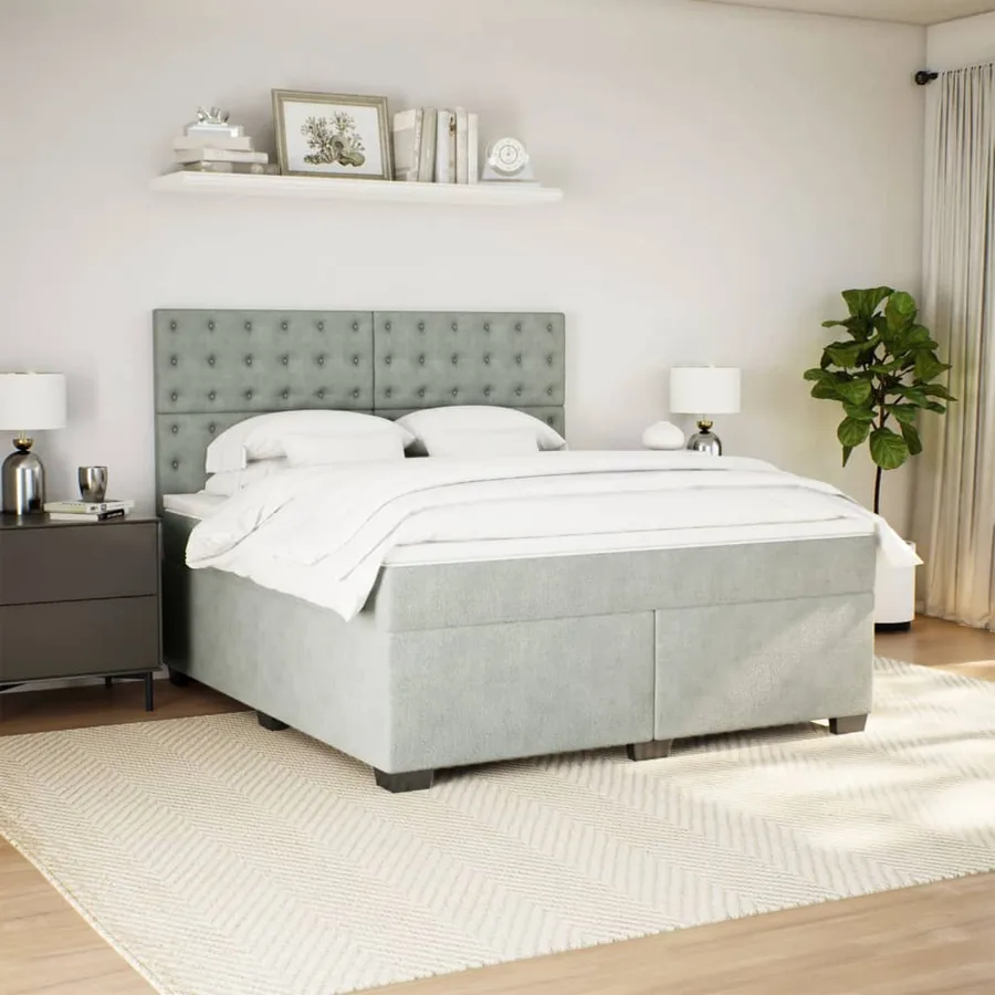 Sommier à lattes de lit et matelas Gris clair 180x200cm Velours - 5