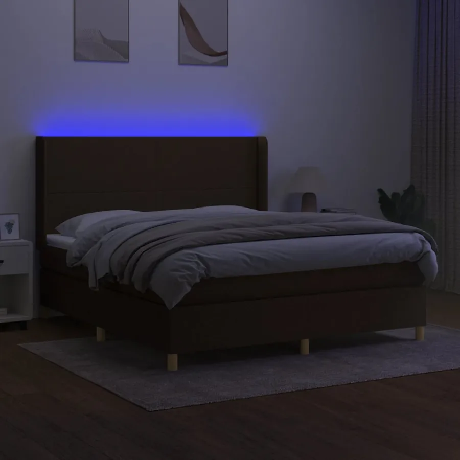 Sommier à lattes de lit matelas et LED Marron foncé 180x200cm - 3