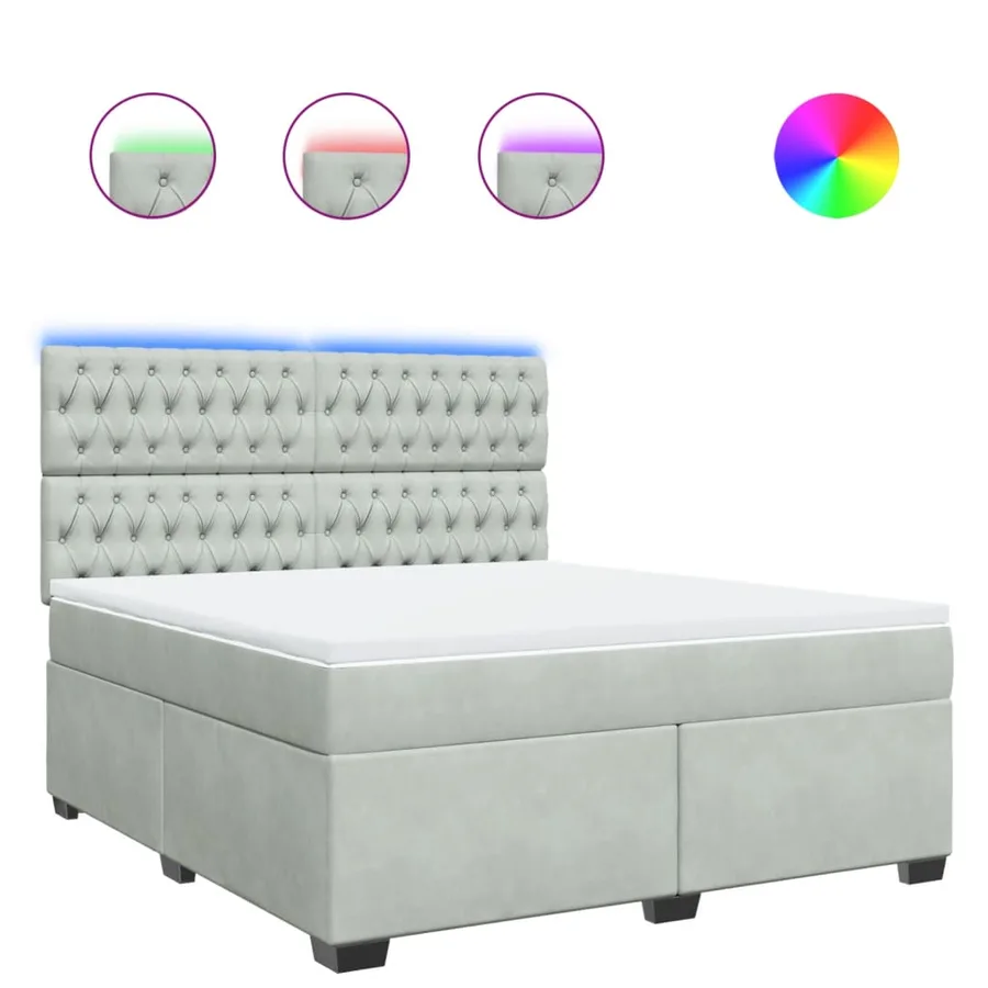 Sommier à lattes de lit et matelas Gris clair 180x200cm Velours - 2