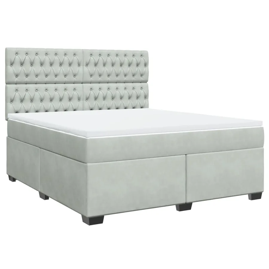 Sommier à lattes de lit et matelas Gris clair 180x200cm Velours - 3