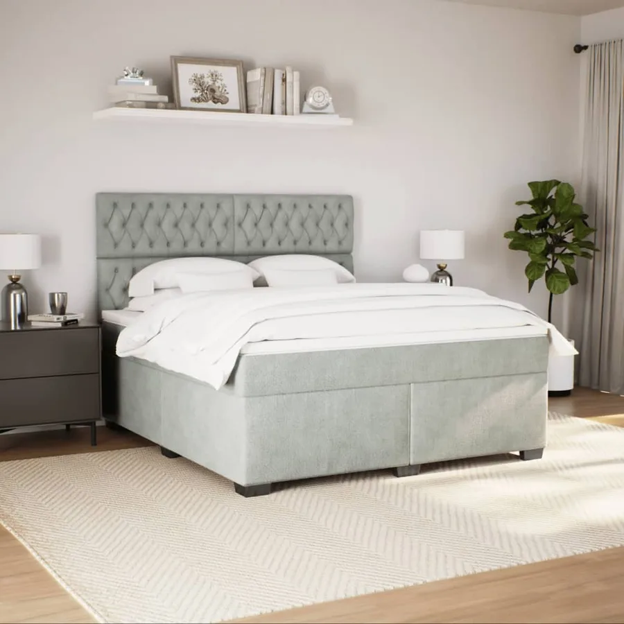 Sommier à lattes de lit et matelas Gris clair 180x200cm Velours - 4
