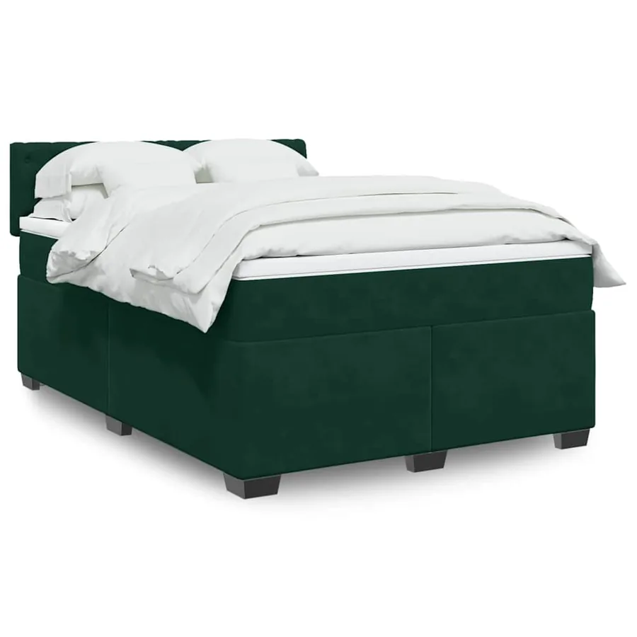 Sommier à lattes de lit et matelas Vert foncé 160x200cm Velours