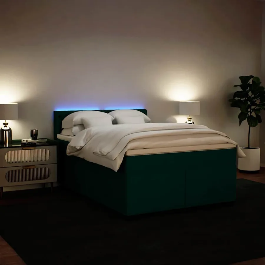 Sommier à lattes de lit et matelas Vert foncé 160x200cm Velours - 4