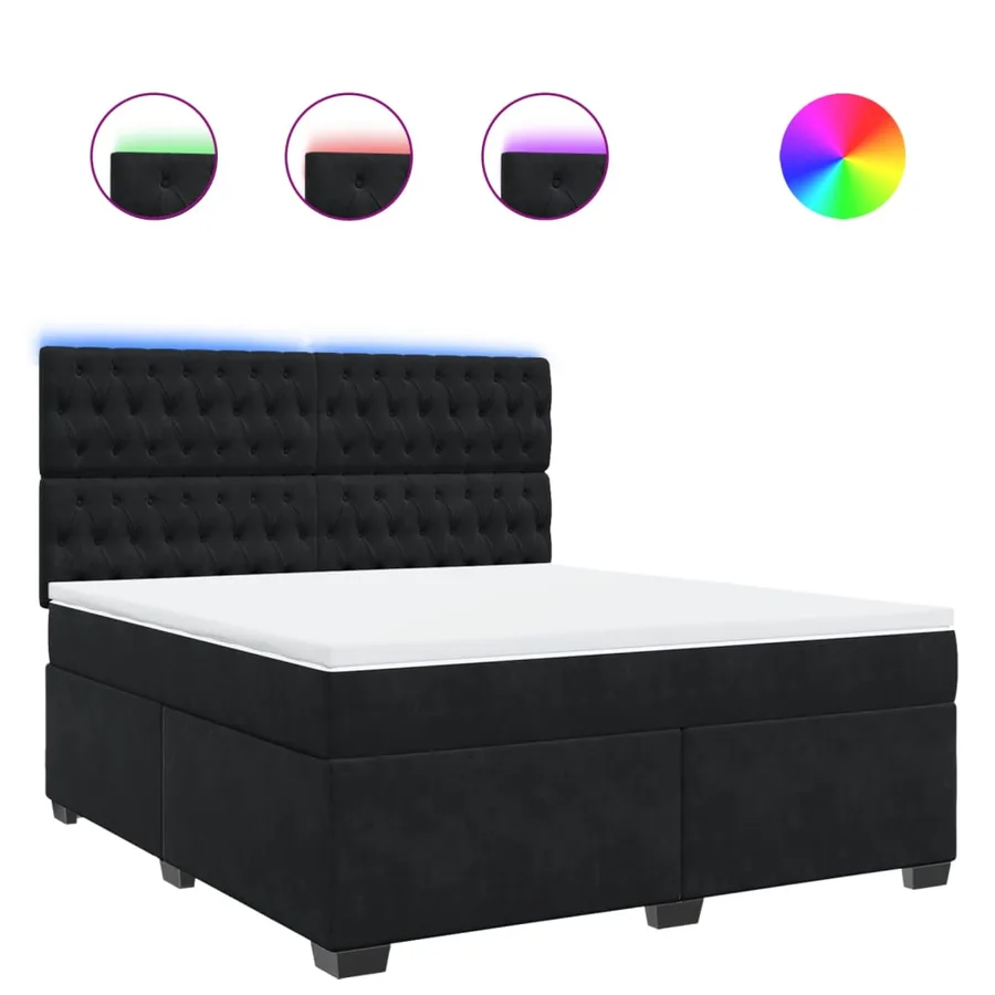 Sommier à lattes de lit avec matelas Noir 180x200 cm Velours - 2
