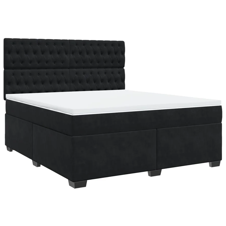 Sommier à lattes de lit avec matelas Noir 180x200 cm Velours - 3