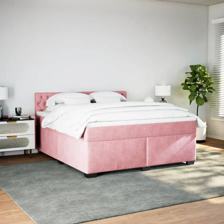 Sommier à lattes de lit avec matelas Rose 180x200 cm Velours - 3