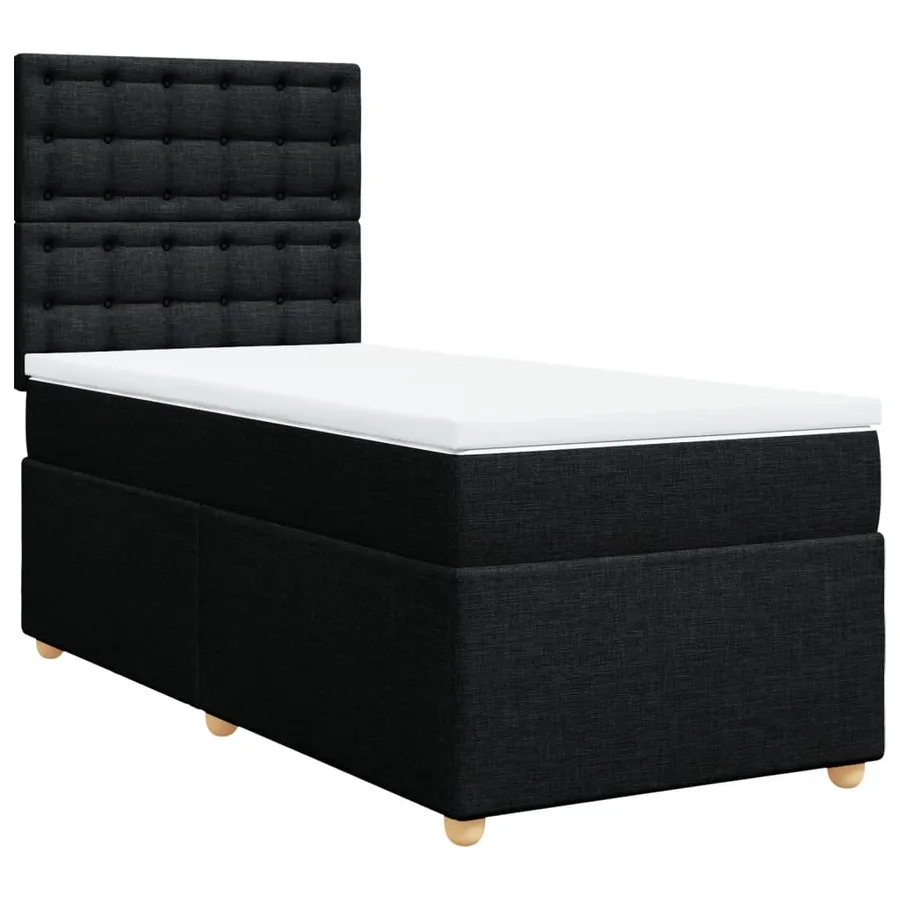 Sommier à lattes de lit avec matelas Noir 90x190 cm Tissu - 3