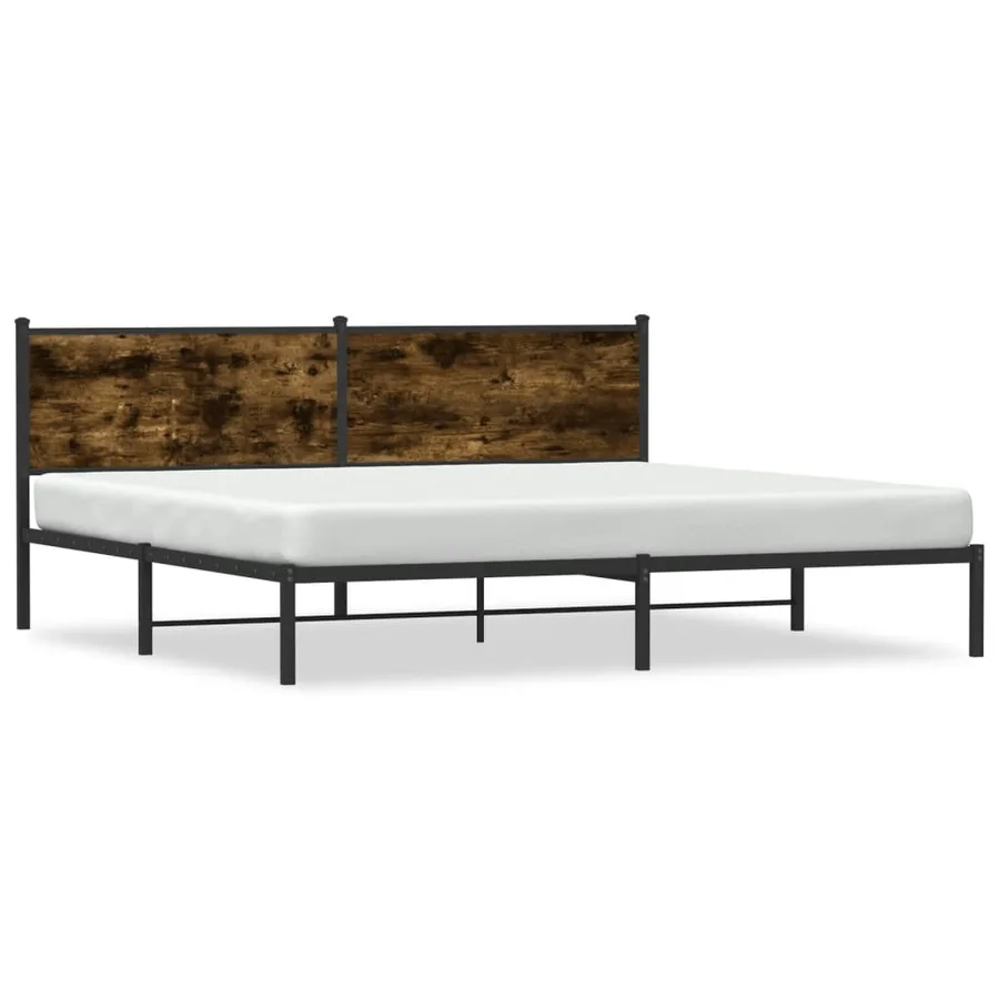 Cadre de lit en métal sans matelas chêne fumé 200x200 cm - 2