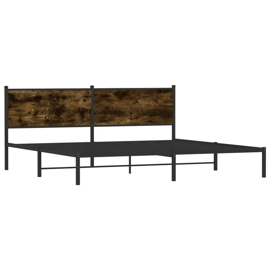 Cadre de lit en métal sans matelas chêne fumé 200x200 cm - 4