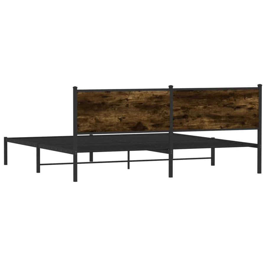 Cadre de lit en métal sans matelas chêne fumé 200x200 cm - 7