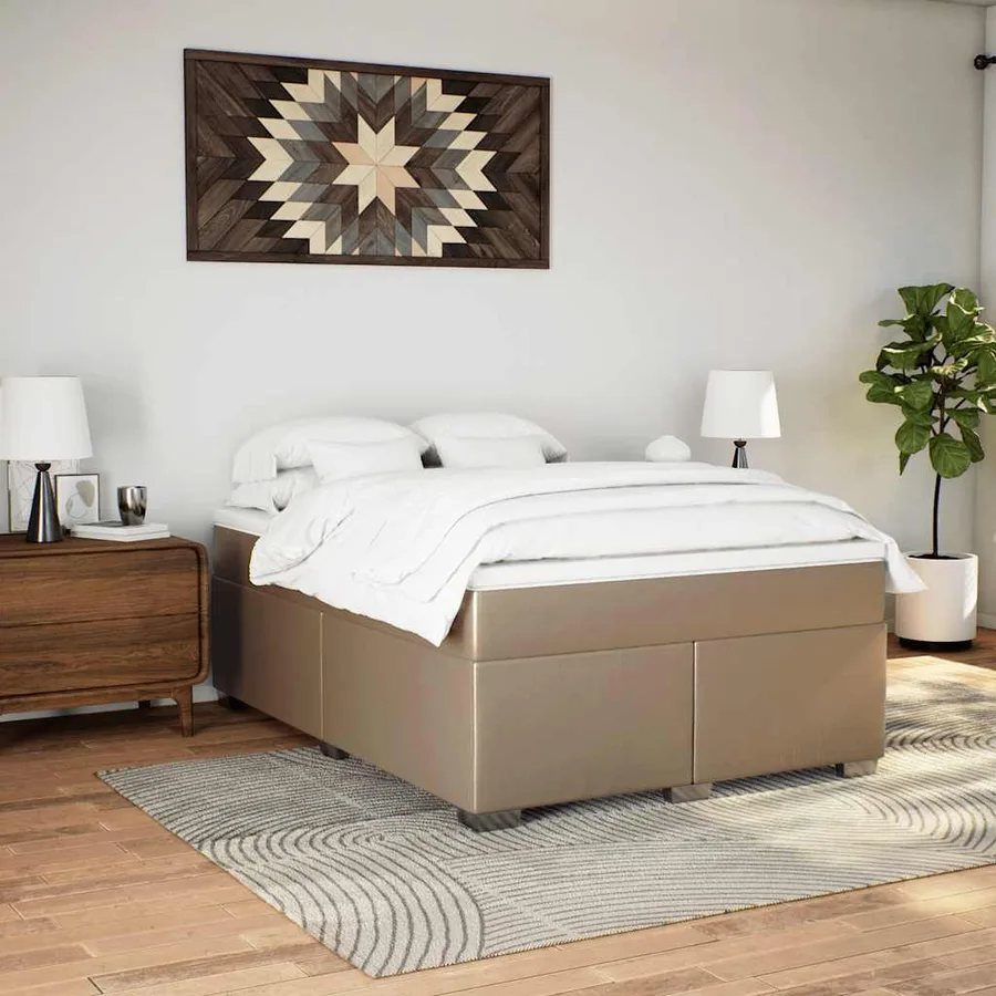 Sommier à lattes de lit avec matelas Cappuccino 140x190 cm - 3