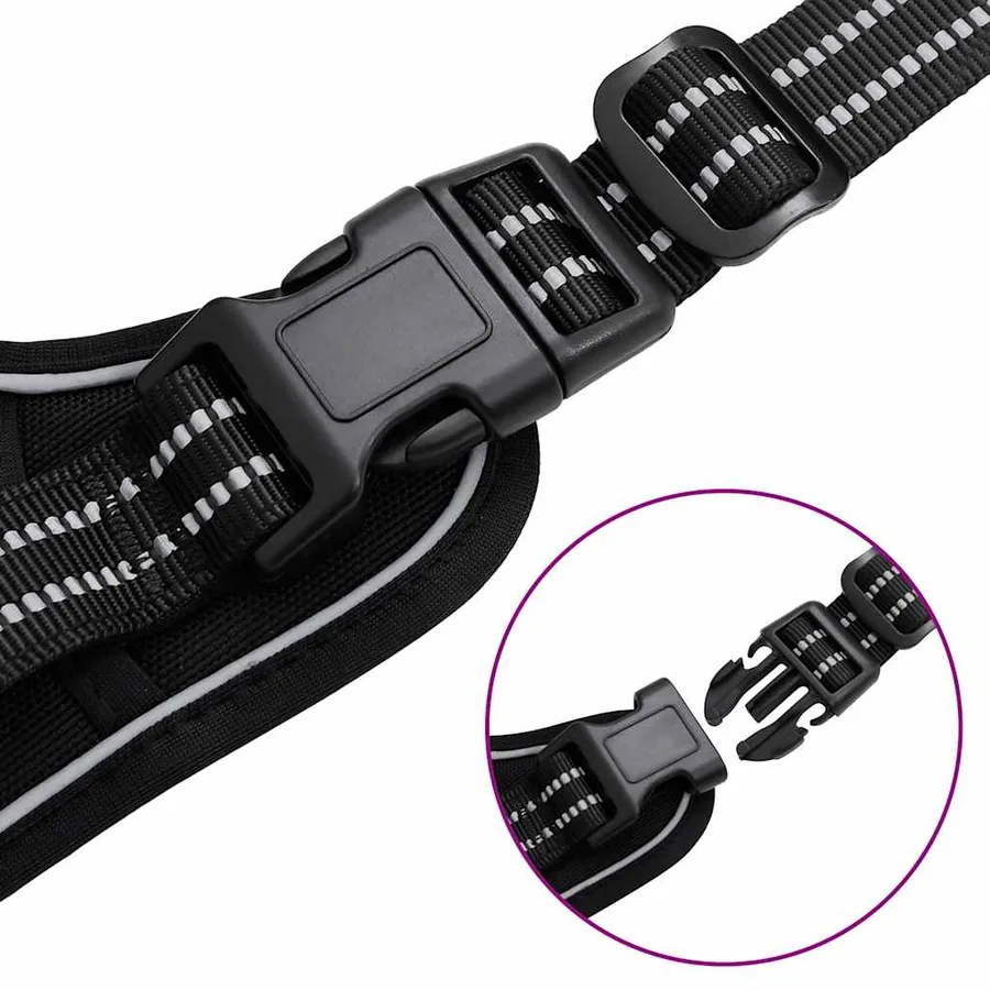 Harnais pour chien avec laisse et collier réglables noir XL - 11